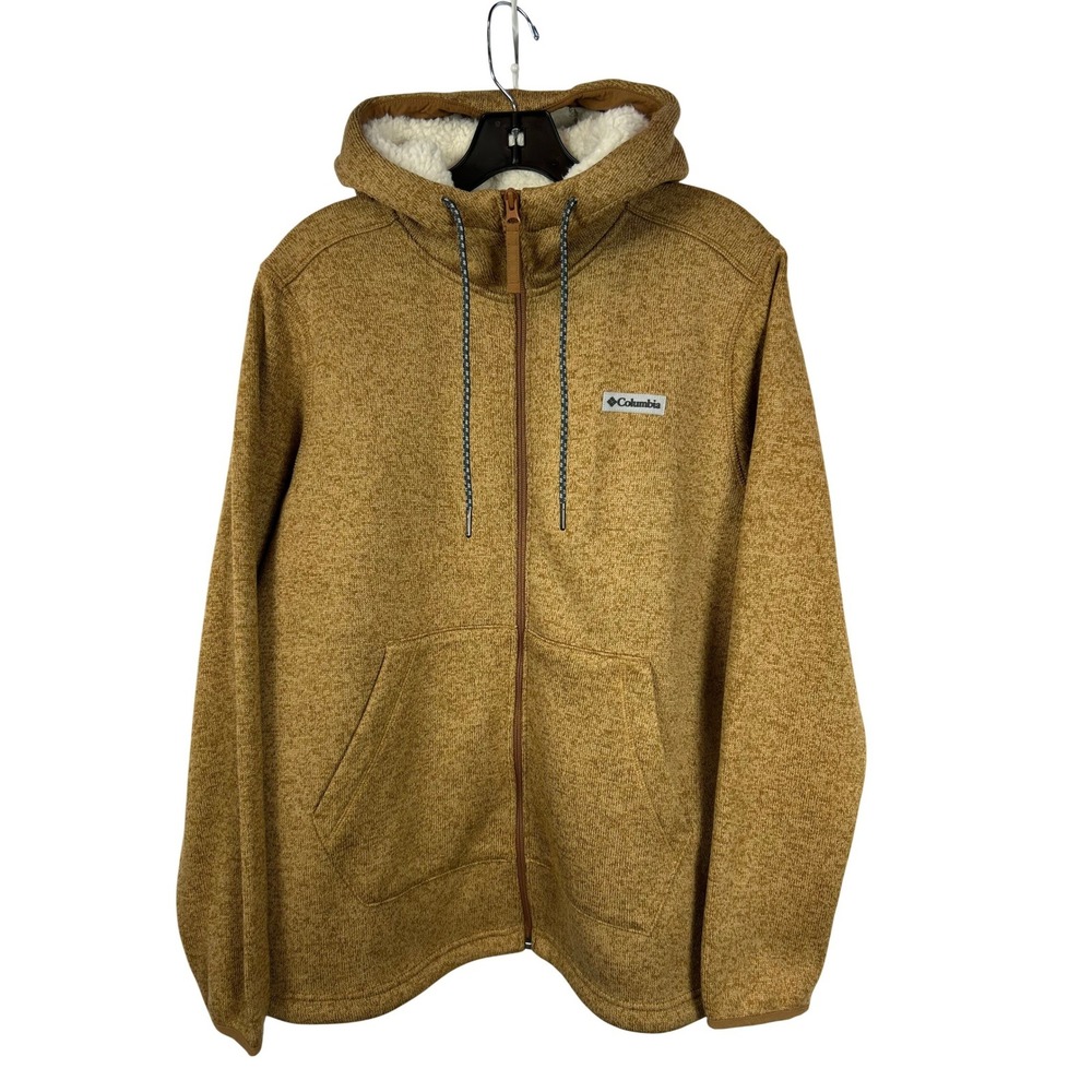 Columbia Sherpa Lined Full‎ Zip Sweater Fleece Hoodie Tan Marled Gorpcore Large